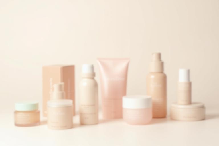 Assortment of AuraBloom cosmetic products.
